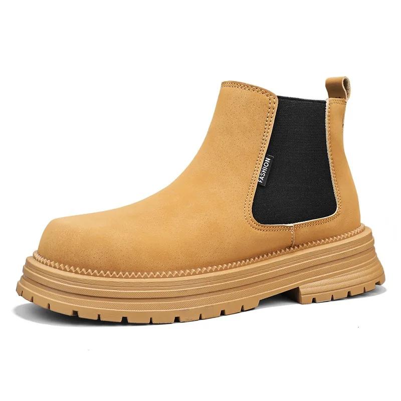 Модные мужские кожаные туфли в британском стиле, мужские ботинки челси, осенне-зимние ботильоны, мужские повседневные слипоны, мужская платформа, кроссовки