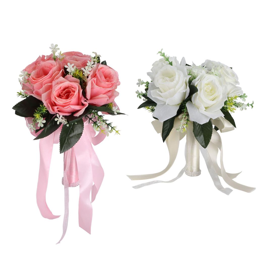 Искусственный свадебный букет, шелковый цветок, имитация розы, букет для невесты с цветами в руках