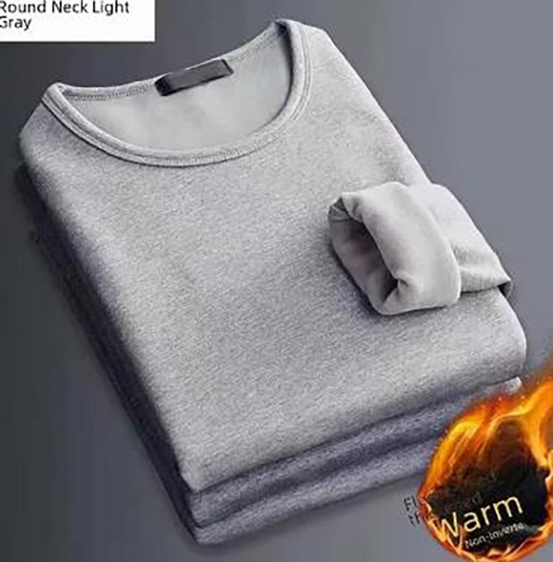 Men's Winter Thermal Underwear Fleece Thickened Warm Sweatshirt O Neck V Neck Base Shirt Large Size