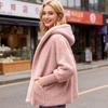 Yousheng Women's Fuzzy Hooded Cardigan Oversized Fleece Jacket Open Front Sherpa Coat Fall Winter Outwear with Pockets
