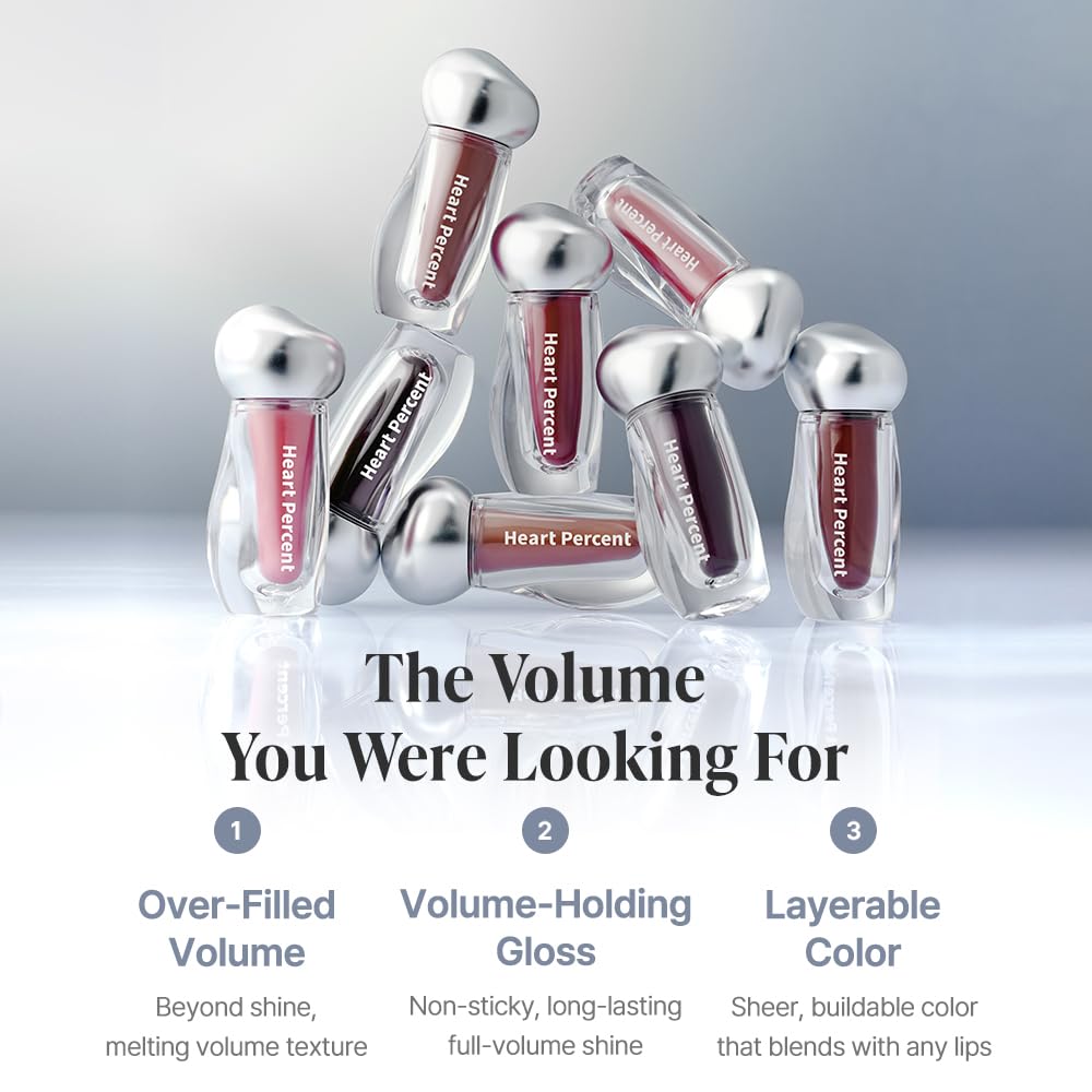 Heart Percent Dote On Mood Over Melting Gloss, 3,8 мл, #06 Сливовый Нуар, для объемного вида и глянцевых губ с высокой стойкостью.