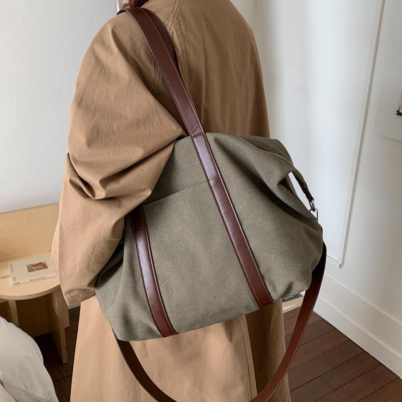 Холщовая сумка женская большой вместимости 2025 новая осенне-зимняя повседневная сумка-мессенджер универсальная на одно плечо для студентов колледжа, сумка-тоут для занятий