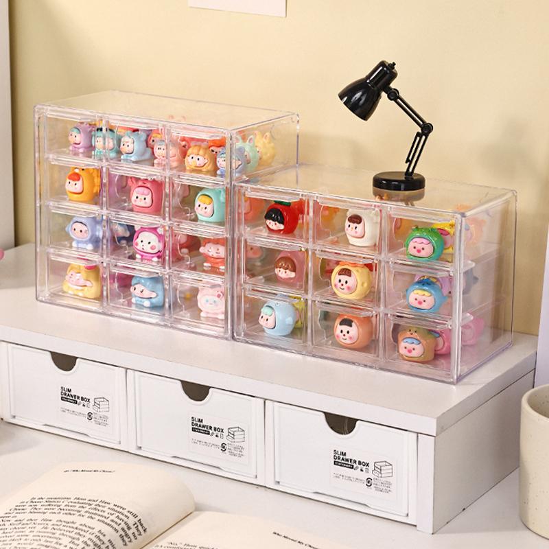 Глухая коробка, симпатичная коробка для хранения, многослойная прозрачная перегородка, портативная многофункциональная глухая сумка, способная фигурка, коробка для хранения