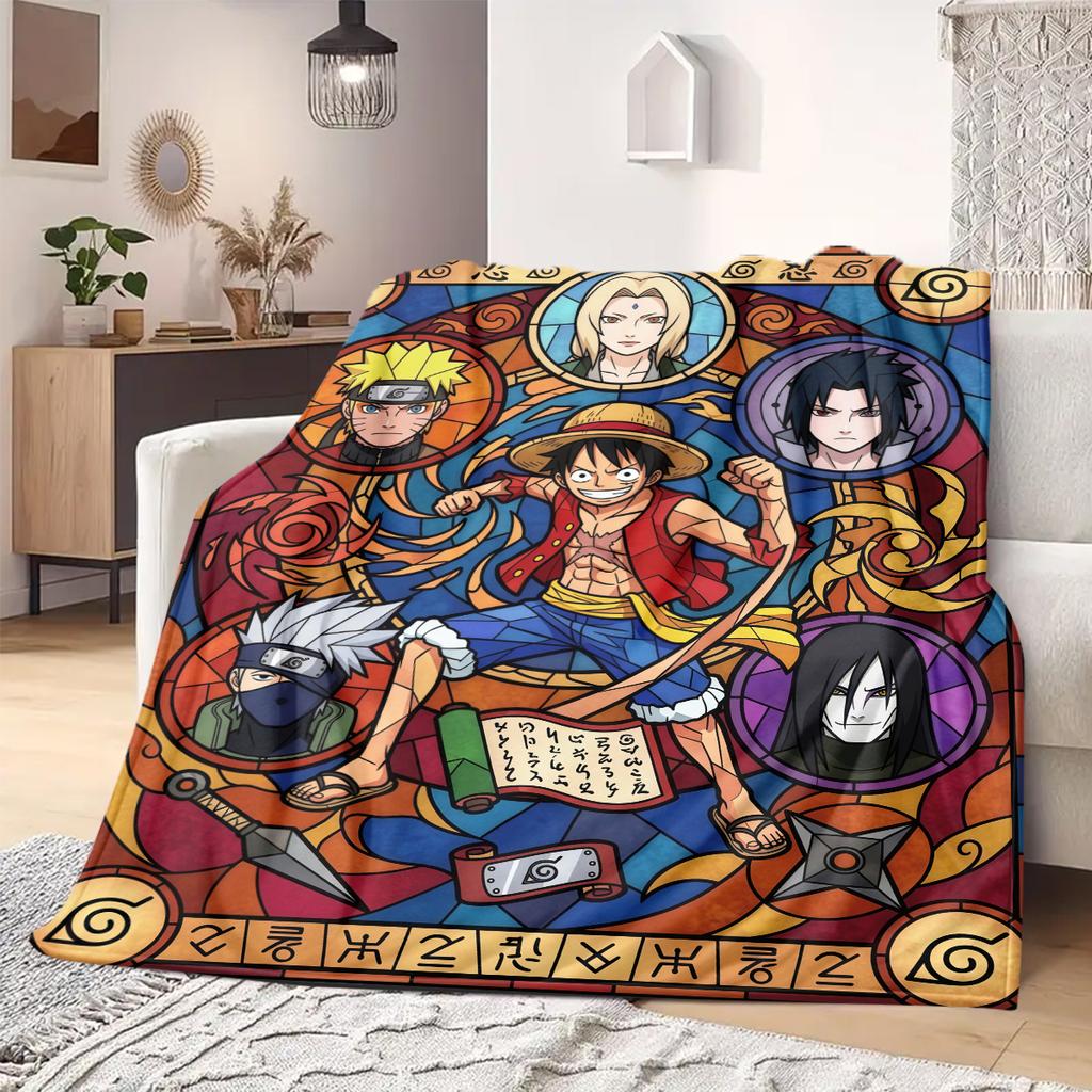 Плед с принтом из аниме OnePiece Теплый Уютный Фланелевый Плед Подходит для Спален, Диванов, Кроватей, Стульев, Пикников, Путешествий
