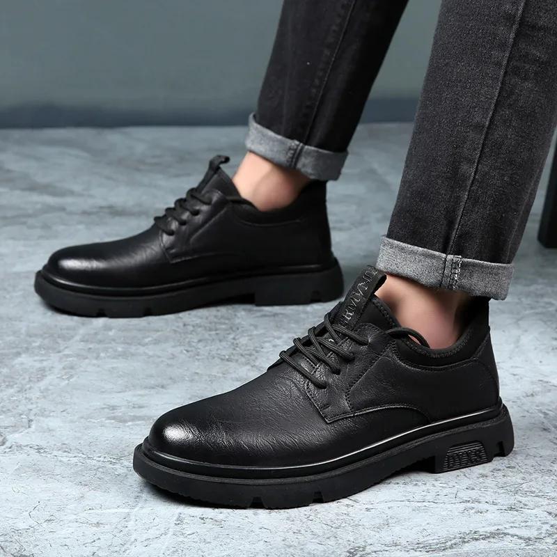 Модная весенняя повседневная обувь Мужская деловая офисная обувь из натуральной кожи Обувь для походов на открытом воздухе Оксфорды для мужчин большой размер 38-48