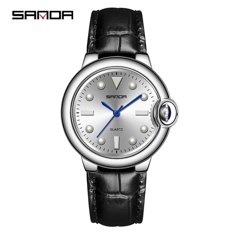 SANDA Couple Trend Cool Men's and Women's Large Dial Waterproof Quartz Watches Fashion Personality Blue Ball Men's Watches