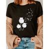 Creative Cat Fur and Dandelion Print Summer Women's T-shirt Top Short Sleeved Round Neck Casual Summer Women's Clothing