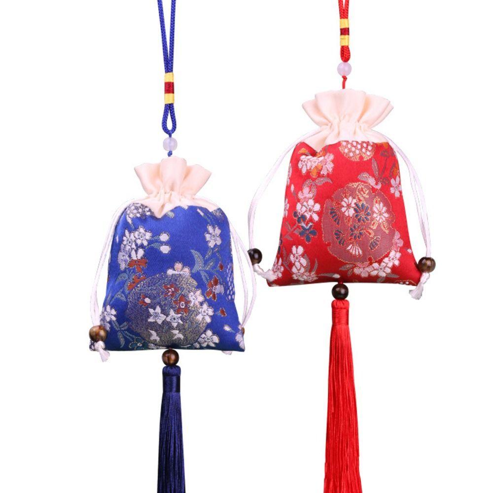 Beaded Flower Tassel Drawstring Bag Mini Coin Purse Chinese Style Sachet Bag  Party