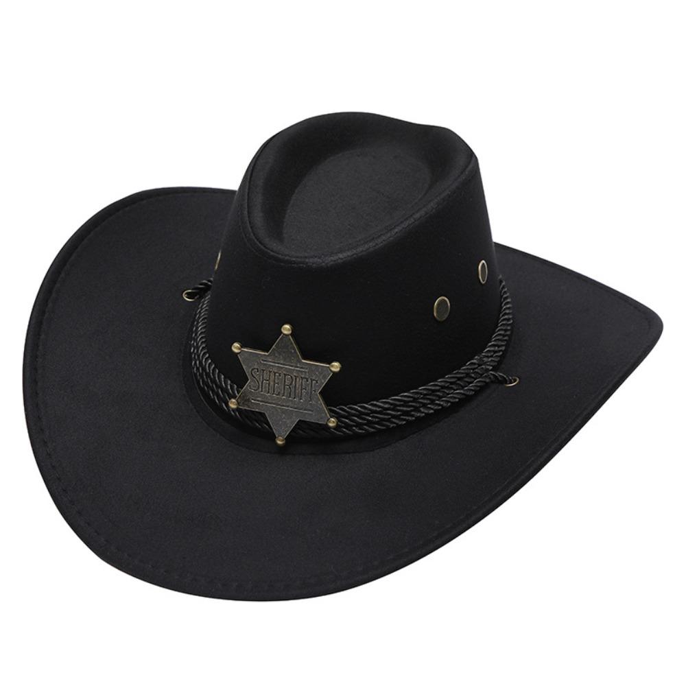 Retro Artificial Suede Beach Cowboy Hat Wide Brim Solid Color Party Cosplay Hat Sun Protection Breathable Sun Sunscreen Cap