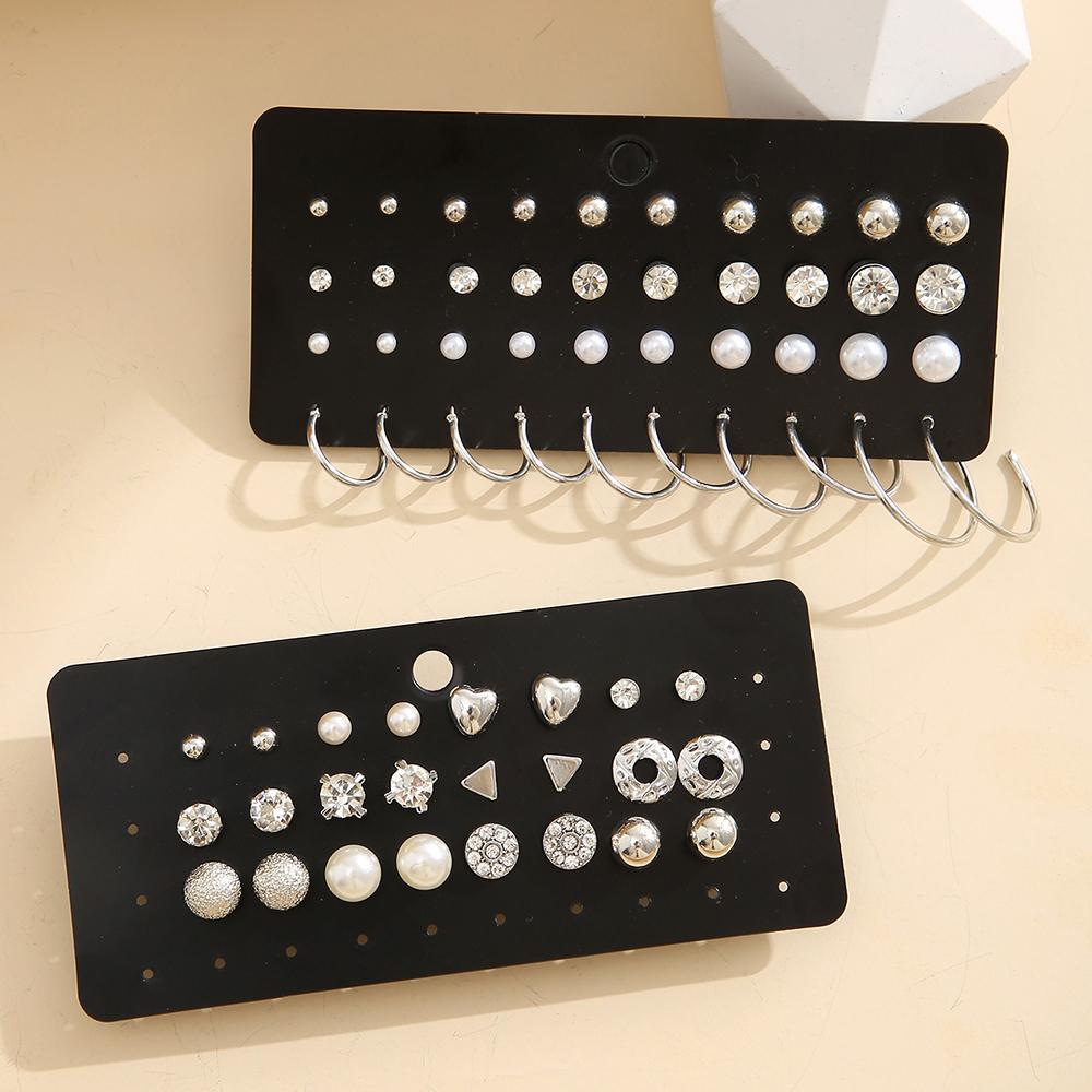 Комплект серег с кристаллами циркония и жемчугом, модные серебряные геометрические металлические бусины, серьги-гвоздики для женщин и девочек, новинка 2024 года, ювелирные изделия