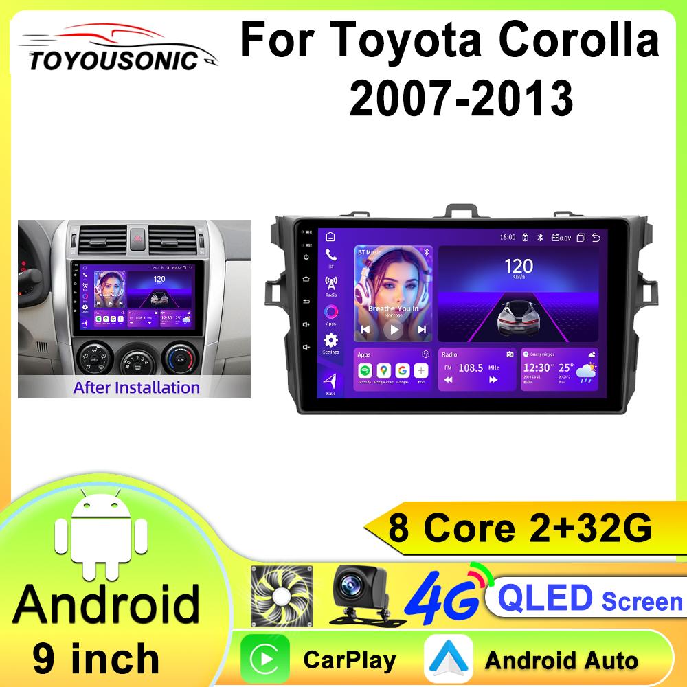 Android 13 Carplay 2din автомобильное радио для Toyota Corolla E140/150 2007 2008 2009 2010 2011 2012 2013 GPS мультимедийный плеер стерео