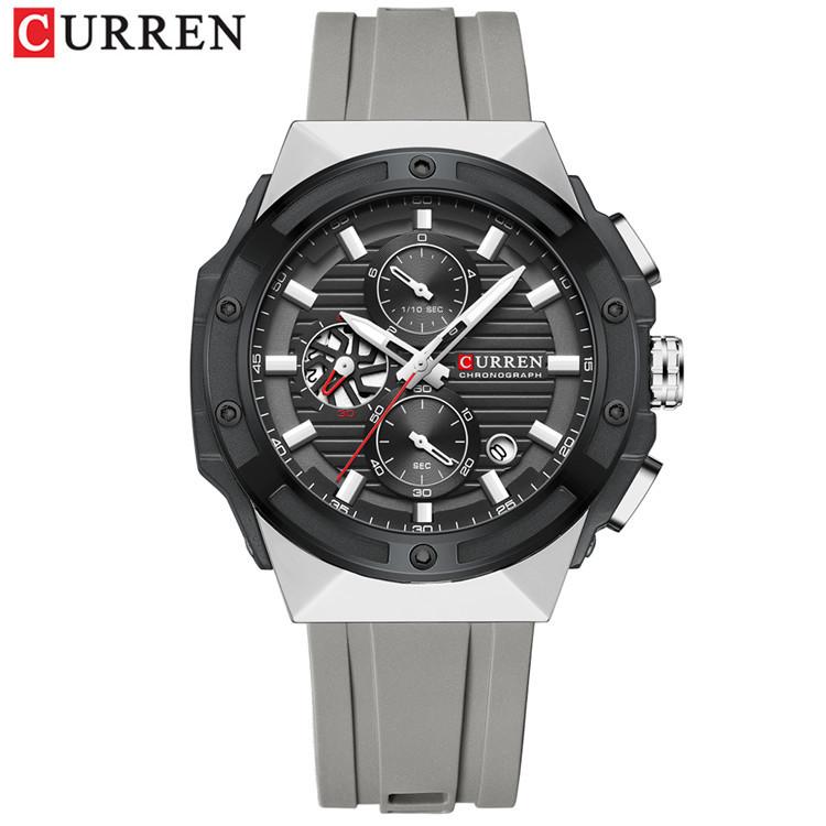 CURREN Neutral Silicone Strap Business Watch Quartz Watch Waterproof Round Genuine