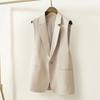 Yousheng Women Suit Waistcoat Single Button Closure V Neck Lapel Sleeveless Cardigan Mid Length Solid Color Formal Business OL Commute Coat