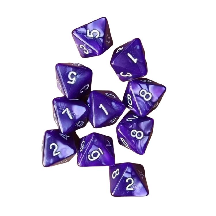 10 шт. Акриловые 8-гранные кости с мраморным узором, многогранные кости, легко читаемые цифры