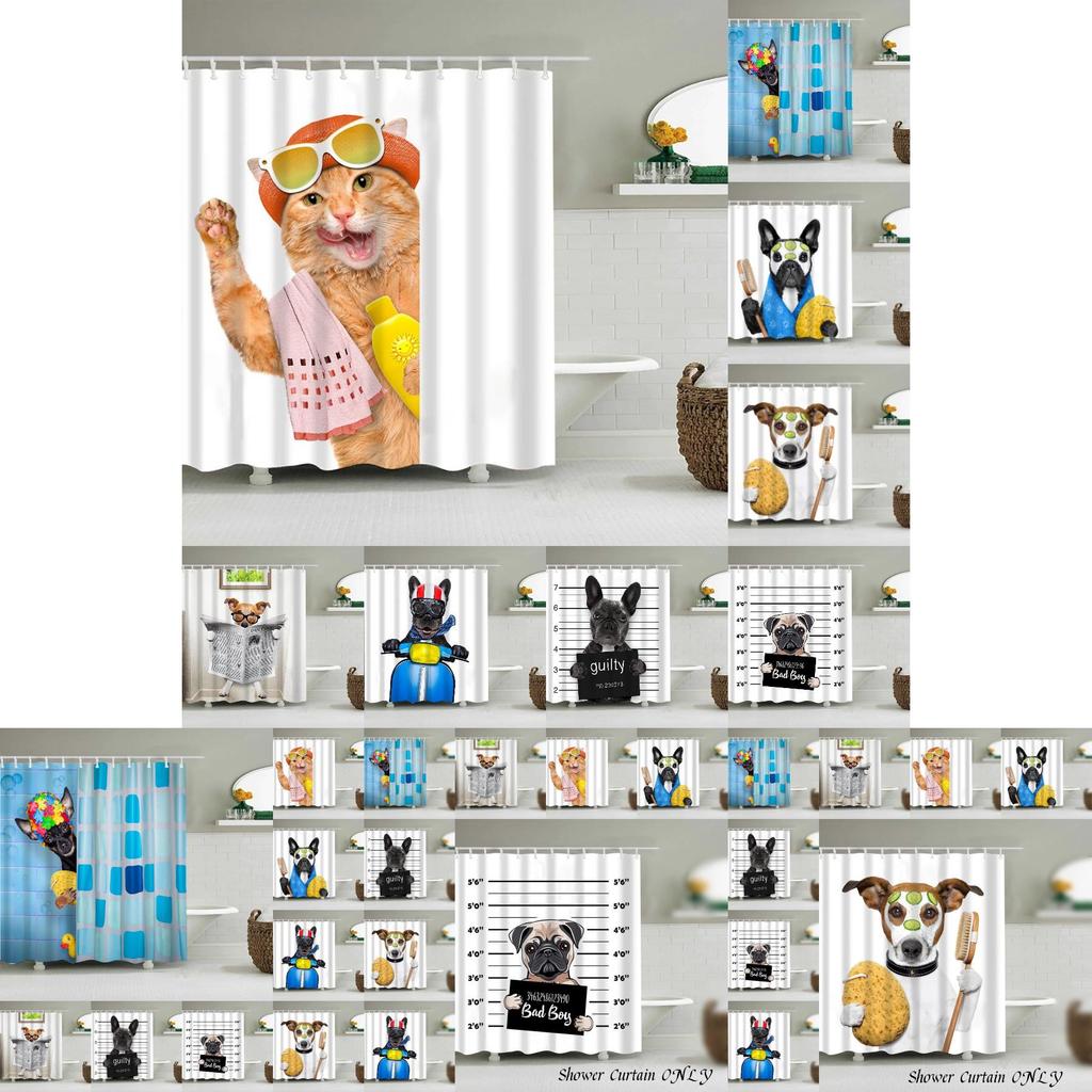 Милая шторка для душа с животными для собак и кошек, водонепроницаемая и прочная