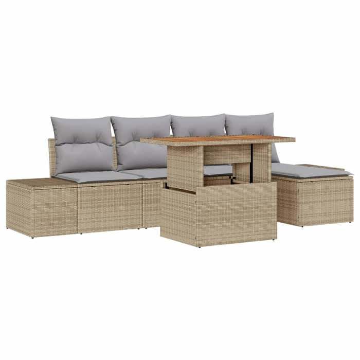 Maison Exclusive - Ensemble de canapé de jardin 6 pc Beige Poly rotin