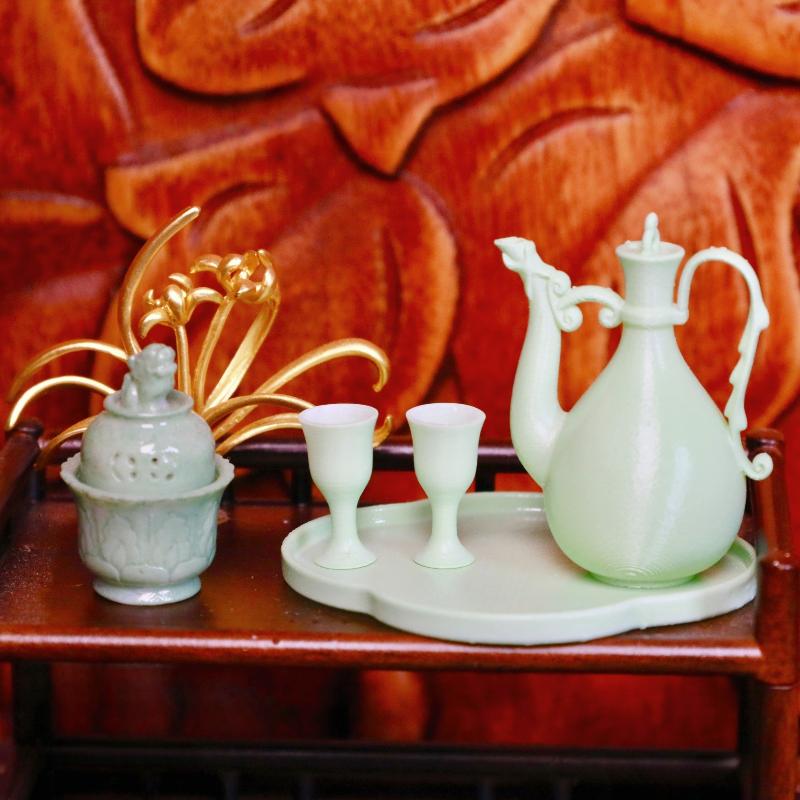 1 Set 1 6 Chinese Ancient Style Peacock Pot Kit Dollhouse Miniature Decor Pottery for Classic Family Scene Setup