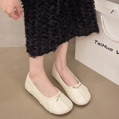 Мода 2024 Осень Новые женские модные однотонные туфли в стиле ретро с круглым носком и низким верхом