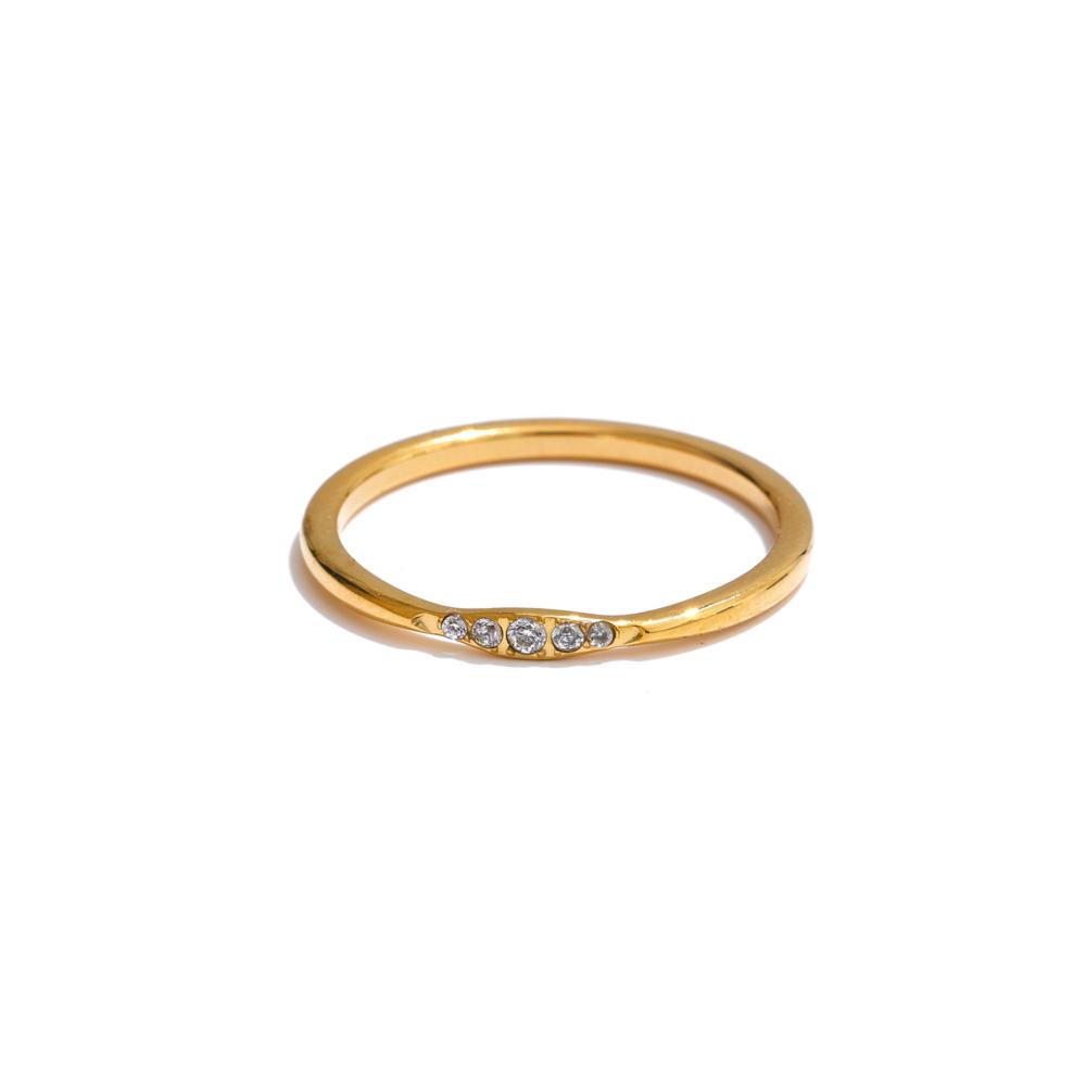 Yhpup 6789# Cubic Zirconia Geometric Thin Ring Casting Stainless Steel Metal Minimalist Charm Jewelry Wholesale