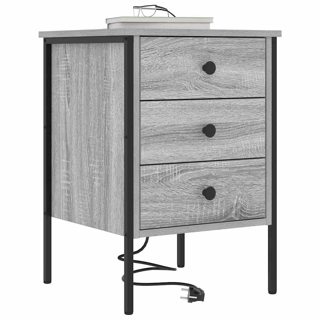 Nightstand Set of 2 Grey Sonoma 42 x 41 x 61 cm Particleboard