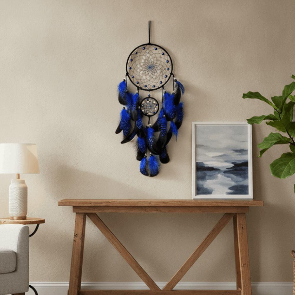 Hand-woven Luminous Bead Dream Catcher Colorful Feather Wall Pendant Feather Wind Chime Gift
