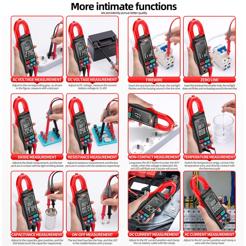 ANENG ST212 Токовые клещи Интеллектуальные цифровые клещи-мультиметр 6000 отсчетов Интеллектуальный вольтметр переменного и постоянного тока