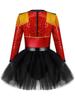 Girls Circus Tutu Leotard Dress Long Sleeve Sequin Tassel Shoulder Back Zipper Costume Set Hat Magic Wand