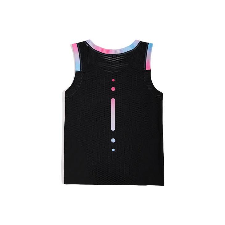 Li Ning Sports Basketball Series Logo Print Gradient Mesh Дышащий тренировочный жилет для мужчин, жилеты черного цвета AAYR391-2
