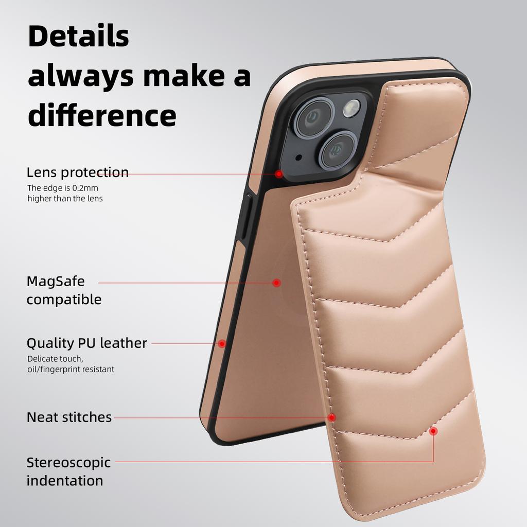 For iPhone 14 Case Case Compatible with MagSafe RFID Blocking Card Slot Leather Back Cover