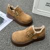Ретро хлопковые туфли женские новые зимние бархатные утепленные сноубутсы на толстой подошве теплые
