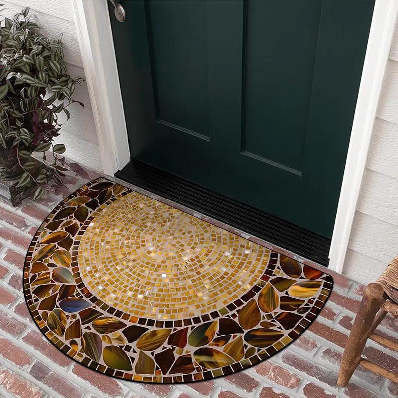 41 Colors Semi-Circular Floral Flannel Carpet Soft Non-Slip Kitchen Carpet Indoor Outdoor Entrance Door Mat Home Decor