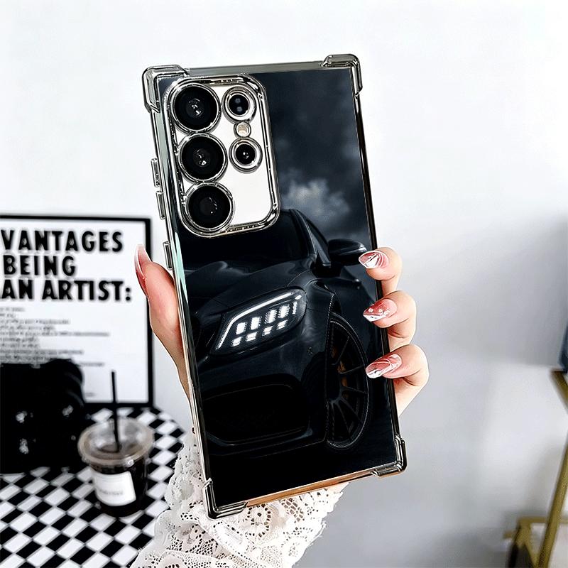 Sports Car Cool Taillight Plating Phone Case For Samsung Galaxy S24 S25 FE S26 Edge S23 Ultra S22 S21 Plus S20 Anti-Fall Airabag