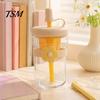 Glass Fruit Infuser Water Bottle Straw Cup, with Detachable Filter, Macaron Color Flower Portable Tea Maker for Office Home Decor, Heat Resistant