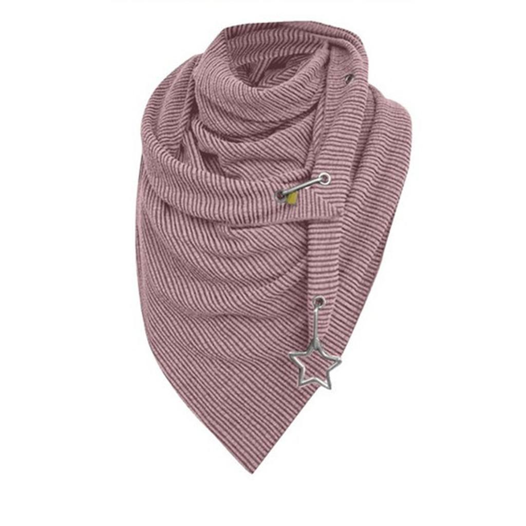 Женский И Зимний Модный Утолщенный Теплый Однотонный Шарф со Звездой