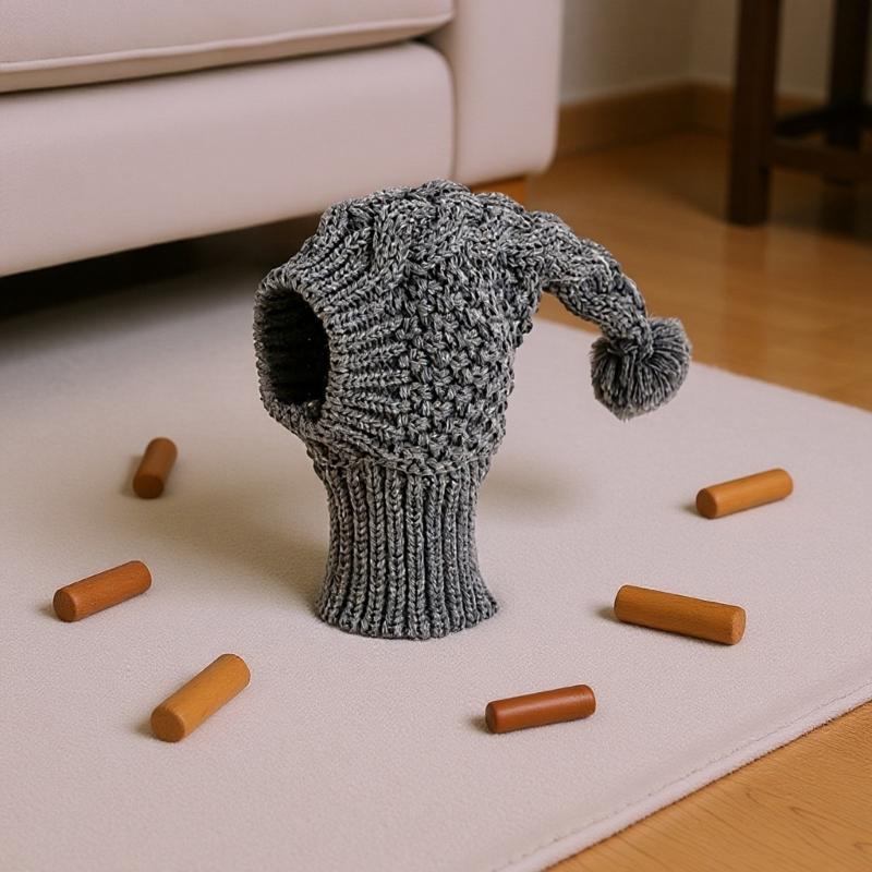 Stylish Pet Winter Hat Breathable Knitted Pullover Hat with Pompoms For Small Dog Outdoor Cold Weather Protections