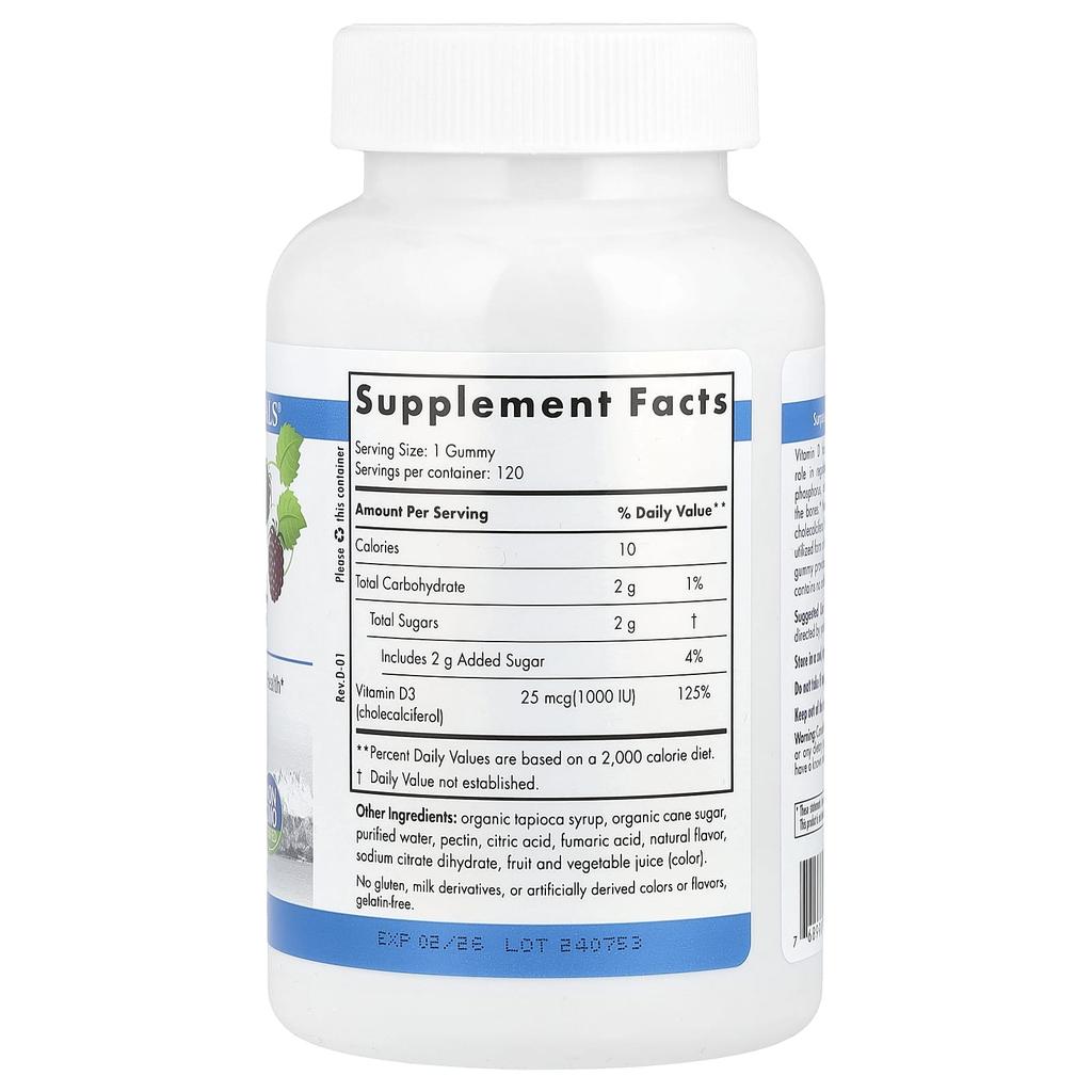 Vitamin D3 Gummies, Wild Berry, 1,000 Iu, 120 Gummies