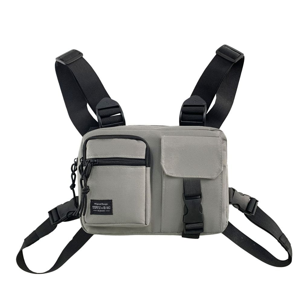 Large Capacity Men' S Vest Bag Zipper Message Crossbody Pouch Double Shoulder Chest Bag Daily