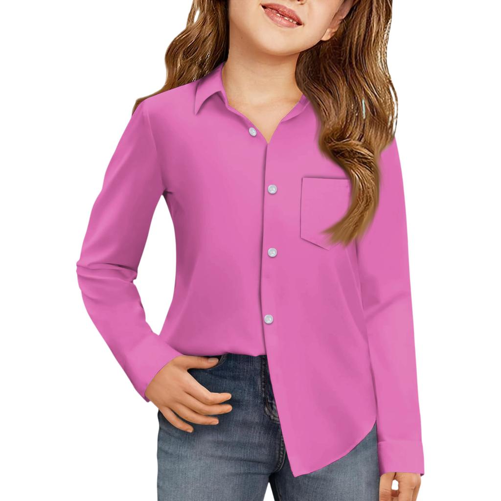 Girls' Button-Down Shirt - Long Sleeve Dress Blouse