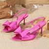 Fashion Fashion Bow Decoration High Heeled Sandals Women Comfort Open Toe Back Strap Design Slide Sandal Pointed Toe Wedding Bridal Shoe