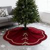 Christmas Tree Skirt Velvet Furry Scallop Tree Skirt with Gold Lace Trim for Rustic Xmas Holiday Home Indoor Party Decor