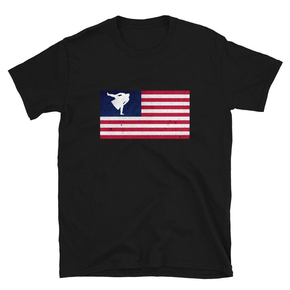 Sumo Wrestling Arts Gift American Flag Classic Graphic T-Shirt