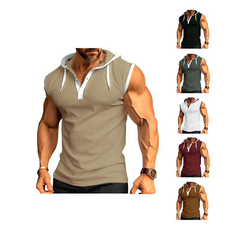European and American Style Men's Summer Waistcoat Hooded Sleeveless Vest Fashion Casual Tank Top