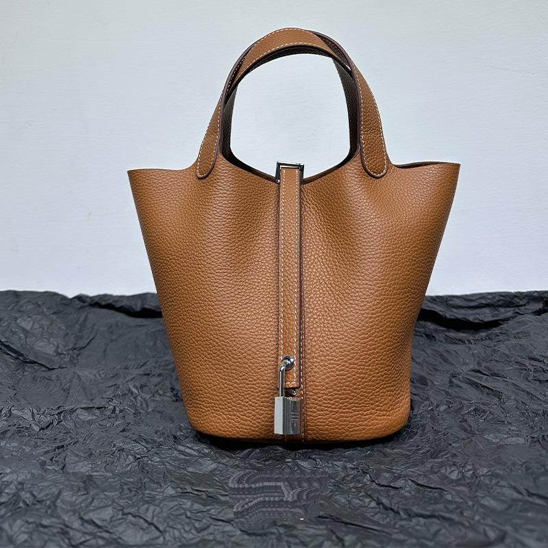 Новая женская сумка из натуральной кожи с корзиной для овощей и кожзаменителем Togo Leather Lychee Pattern Bucket Bag Bag