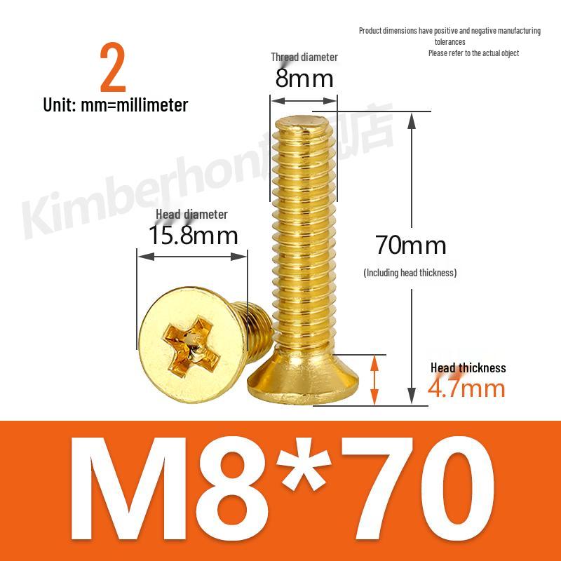 Машинные винты с потайной головкой под крестовый шлиц из меди, размеры M2–M4, длина 6/8/10/12 мм