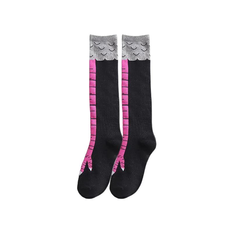 Men Women Funny 3D Chicken Socks Print Cartoon Cosplay High Flexibility Thigh High Sock Cotton Fashion Thin Toe Feet