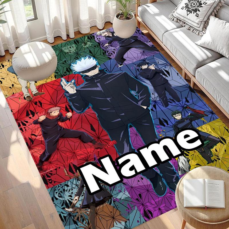 Custom Name Personalized Jujutsu Kaisen Print Carpet, Versatile Home Decor Rug, for Playroom, Apartment, Balcony, Entryway, Hallway Gift