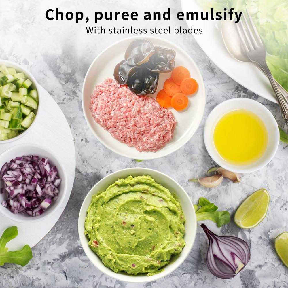 Электрический кухонный комбайн Aoresac/измельчитель/мясорубка электрический с 2 комплектами из нержавеющей стали