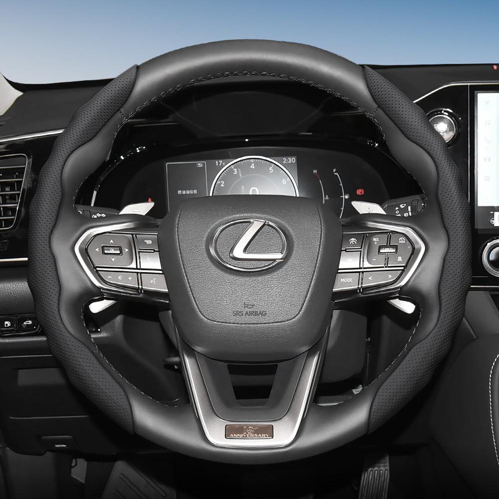 Чехол на руль для Lexus, Спортивный дизайн в форме волны, Дышащая кожа, Сегментированный, Нескользящий, Впитывающий пот, Защитный чехол, Rx Nx E