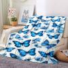 1pc Blue Butterflies Lightweight Flannel Blanket, Comfortable and Warm Blanket, for Office and Camping Sofa Bed, Livingroom031