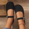 Autumn Women Flat Mary Janes Shoes Round Toe Ballet Flats for Female Buckle Strap Shoes Ladies Shallow Mouthed Black Single Shoe